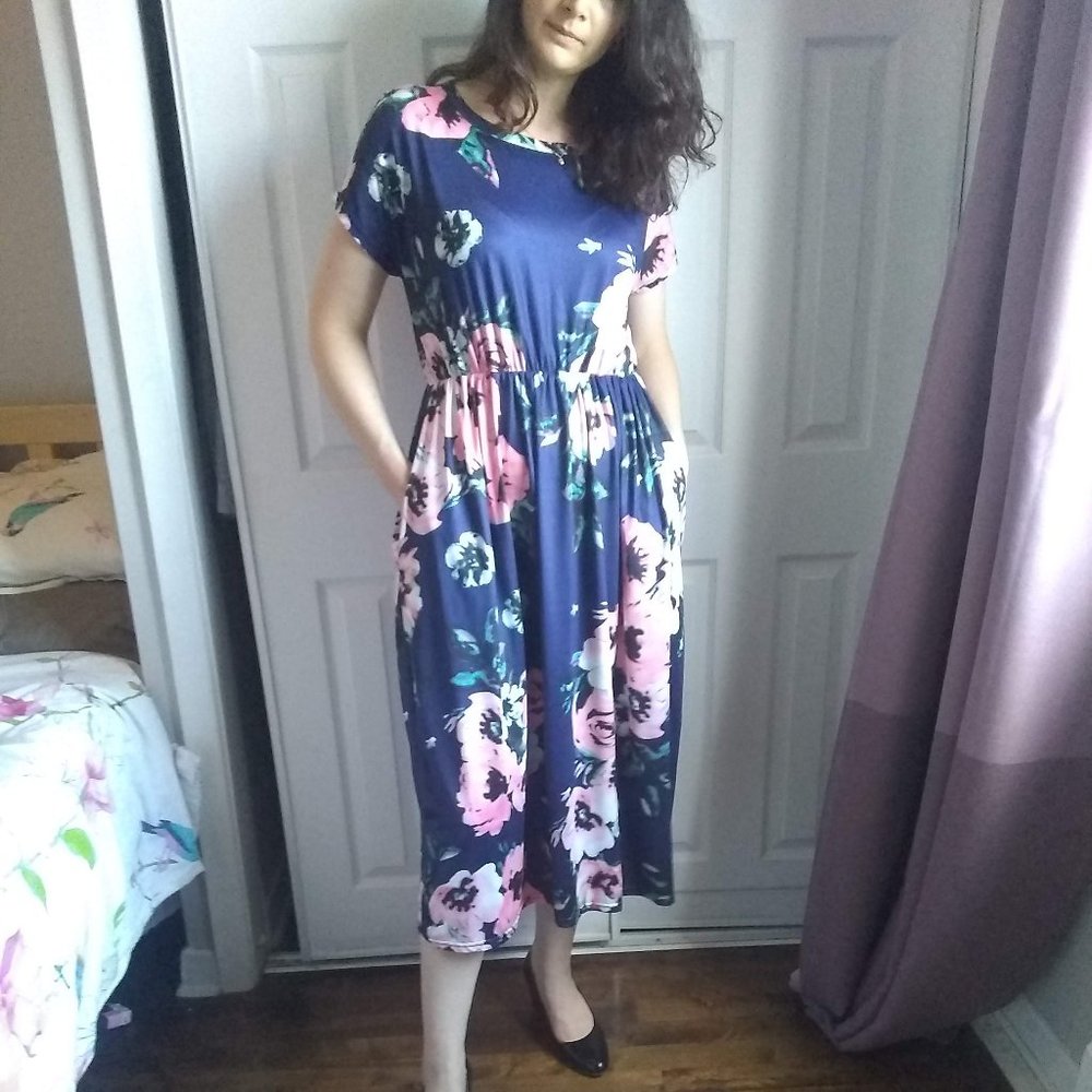 Maxi/Midi flower flowy dress with pockets